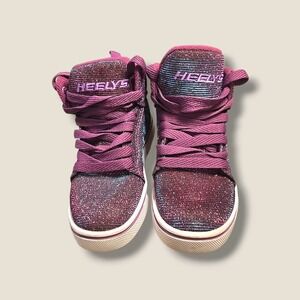 Heelys Uptown Purple Glitter Roller Shoes Skate High Top Girl's 13C Sparkle EUC